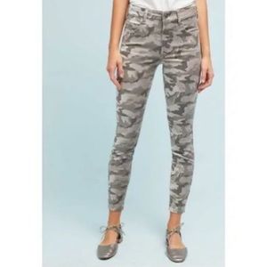 Anthropologie| Pilcro and the Letterpress Velvet Soft Gray Camo Skinny J…